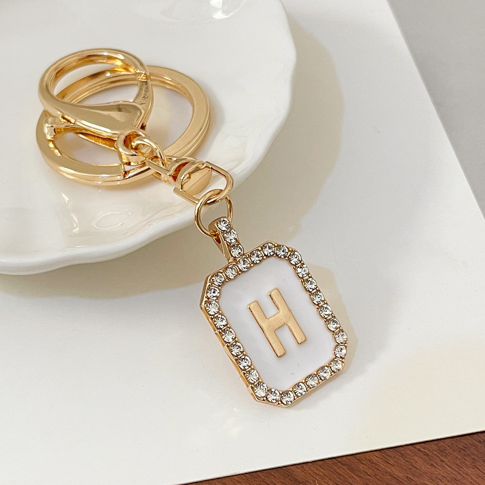 Wholesale 26 Letters Diamond-drip Oil Key Chain